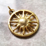 Golden Round Sun Pendant 925 Sterling Silver Jewelry Gift