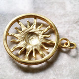 Golden Round Sun Pendant 925 Sterling Silver Jewelry Gift