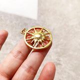 Golden Round Sun Pendant 925 Sterling Silver Jewelry Gift