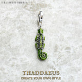 Pirate Green Lizard Chameleon Charm 925 Sterling Silver