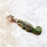 Pirate Green Lizard Chameleon Charm 925 Sterling Silver