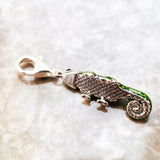 Pirate Green Lizard Chameleon Charm 925 Sterling Silver