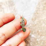 Pirate Green Lizard Chameleon Charm 925 Sterling Silver