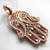 925 Silver Hand of Fatima Protection Pendant Vintage Jewelry Gift