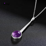 S925 Sterling Silver Amethyst Pendant Necklace Engagement Party Gift
