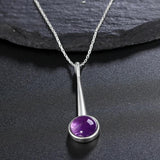 S925 Sterling Silver Amethyst Pendant Necklace Engagement Party Gift
