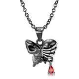 Butterfly Animal Skull Heart Pendant Necklace 925 Sterling Silver