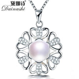 925 Sterling Silver Zircon Flower Pendant Necklace