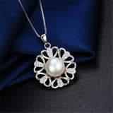 925 Sterling Silver Zircon Flower Pendant Necklace