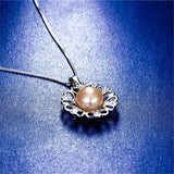 925 Sterling Silver Zircon Flower Pendant Necklace