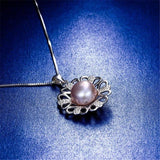 925 Sterling Silver Zircon Flower Pendant Necklace