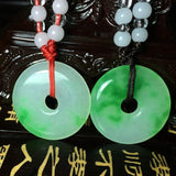 Natural Green Donut Jade Pendant Necklace Hand-carved Boutique Jewelry