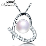 Freshwater Pearl Necklace 925 Sterling Silver Heart Zircon Pendant