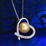 Freshwater Pearl Necklace 925 Sterling Silver Heart Zircon Pendant