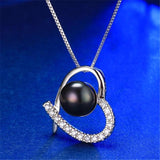 Freshwater Pearl Necklace 925 Sterling Silver Heart Zircon Pendant