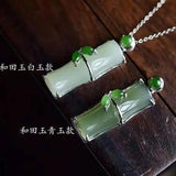 Hetian Jade Bamboo Joint Pendant Necklace for Girlfriends