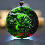 Green Jade Wolf Pendant Necklace Hand-Carved Charm Jewelry