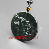 Green Jade Wolf Pendant Necklace Hand-Carved Charm Jewelry