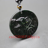 Green Jade Wolf Pendant Necklace Hand-Carved Charm Jewelry