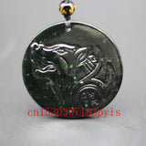 Green Jade Wolf Pendant Necklace Hand-Carved Charm Jewelry
