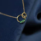 Silver Inlaid Green Crystal Collarbone Necklace Pendant