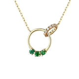 Silver Inlaid Green Crystal Collarbone Necklace Pendant