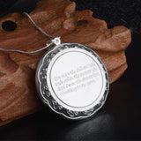925 Silver Flower Pendant Necklace with Photo Insert