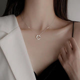 Sterling Silver Round Diamond Pendant Necklace CZ Zircon Women Chain