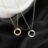 Sterling Silver Round Diamond Pendant Necklace CZ Zircon Women Chain