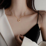 Sterling Silver Round Diamond Pendant Necklace CZ Zircon Women Chain