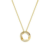 Sterling Silver Round Diamond Pendant Necklace CZ Zircon Women Chain