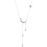925 Silver Sterling Star Moon Necklace For Women Clavicle Chain