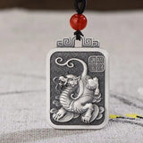 Lucky Pixiu Necklace Pendant Men's Retro Square Tag Jewelry