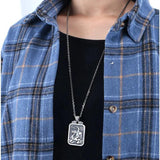 Lucky Pixiu Necklace Pendant Men's Retro Square Tag Jewelry