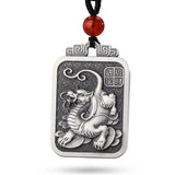 Lucky Pixiu Necklace Pendant Men's Retro Square Tag Jewelry