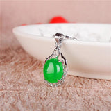 Green Jade Round Pendant 925 Silver Necklace Chinese Jadeite Charm Jewelry