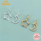 925 Sterling Silver Stars Moon Charm Pendant DIY Necklace Bracelet