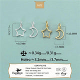 925 Sterling Silver Stars Moon Charm Pendant DIY Necklace Bracelet