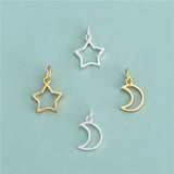 925 Sterling Silver Stars Moon Charm Pendant DIY Necklace Bracelet