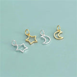 925 Sterling Silver Stars Moon Charm Pendant DIY Necklace Bracelet