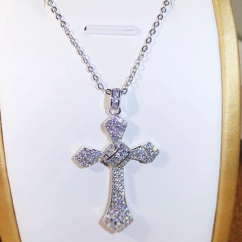 925 Silver Big Cross Pendants Zircon Wedding Pendant