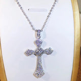 925 Silver Big Cross Pendants Zircon Wedding Pendant