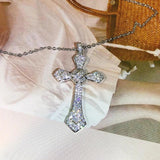 925 Silver Big Cross Pendants Zircon Wedding Pendant