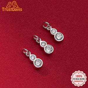 TrustDavis 925 Silver CZ Charms Pendant for DIY Bracelet Necklace