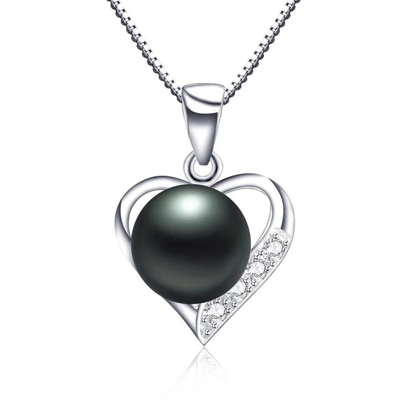 925 Silver Heart Zircon Pendant with Pearl Jewelry