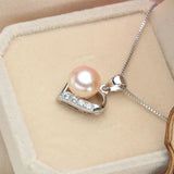 925 Silver Heart Zircon Pendant with Pearl Jewelry