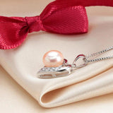 925 Silver Heart Zircon Pendant with Pearl Jewelry