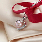 925 Silver Heart Zircon Pendant with Pearl Jewelry