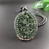 Chinese Green Jade Dragon Pendant Necklace Lucky Amulet