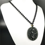 Chinese Green Jade Dragon Pendant Necklace Lucky Amulet